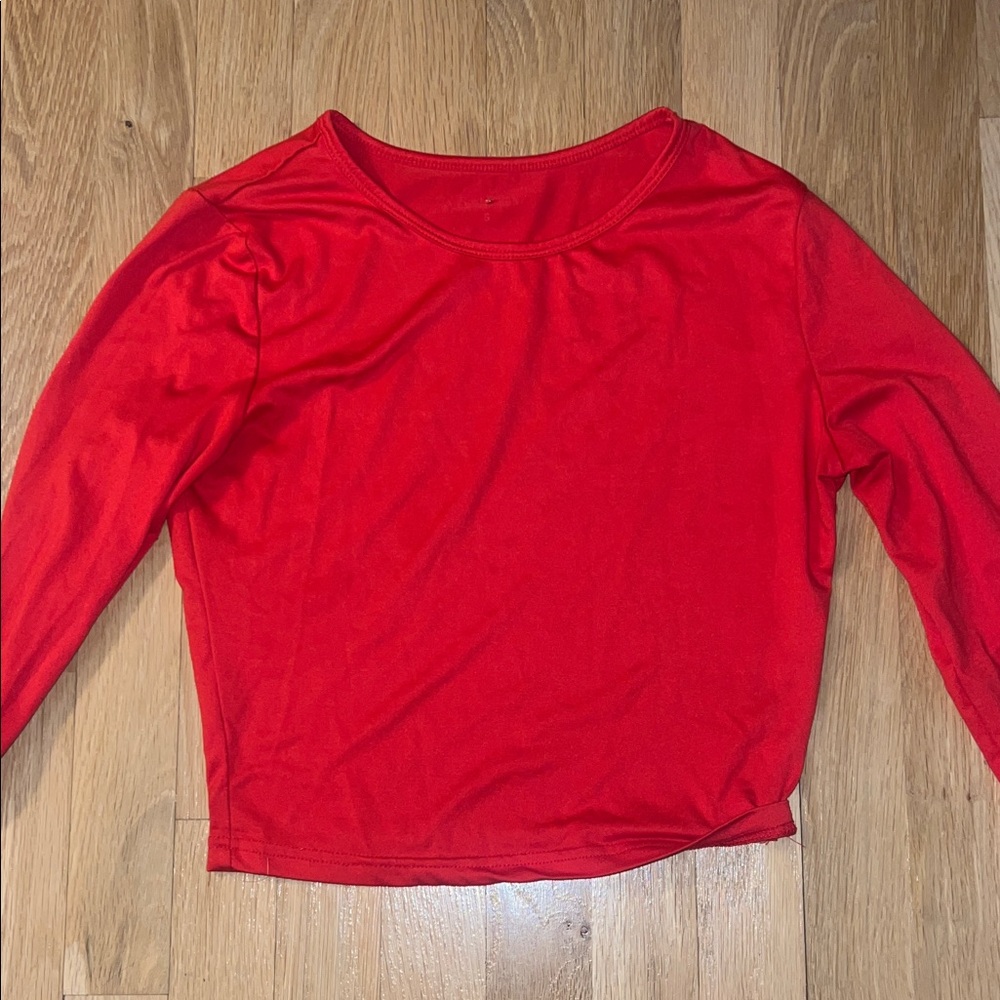 SHEIN Red Long Sleeve Crewneck Top